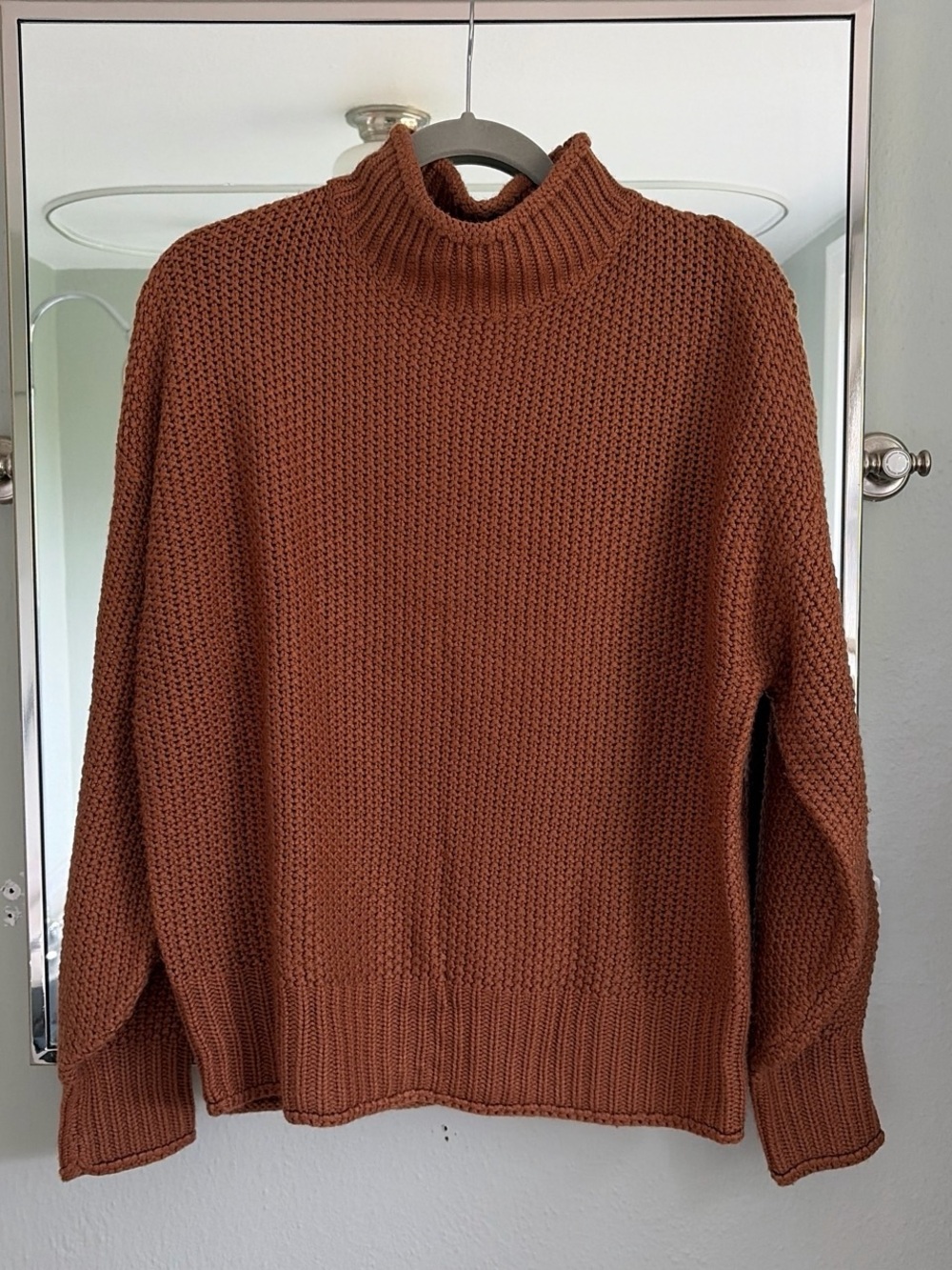 Brown Knit Turtleneck Sweater